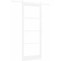 vidaXL Schiebetür Weiß 93 x 232 cm Massivholz Kiefer und Glas