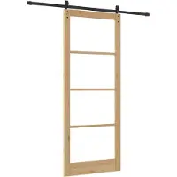 vidaXL Schiebetür ORKDAL Natürlich und Schwarz 93 x 232 cm