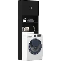 vidaXL Waschmaschinenschrank Schwarz Eichen-Optik 64x24x190 cm