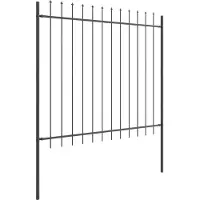 vidaXL Gartenzaun WOERDEN 1,7 x 1,5 m Pulverbeschichteter Stahl Grau
