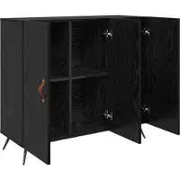 vidaXL Sideboard Schwarz Eichen-Optik 89,5 x 34 x 80 cm Holzwerkstoff