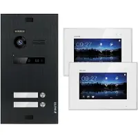 Balter EVO Schwarz 2-Draht BUS 7" Monitor Video Türsprechanlage Set für 2 Familienhaus