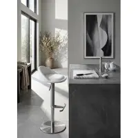 KADIMA DESIGN BARHOCKER Edelstahl Höhenverstellbar Rückenlehne Drehbar, Weiß 43x43x90 cm