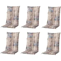 Madison New York Madison 6x C306 Hochlehner Gartenstuhl Auflagen 8cm taupe gestreift