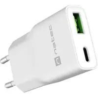 Natec Controller Natec Ribera USB Charger Gan Slim USB 1X USB-A + 1X USB-C 20W | NUC-2376
