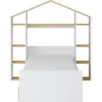 Vente-unique Hausbett - 90 x 190 cm - Weiß & Holzfarben - JERACO