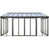 Vente-unique Veranda - Aluminium & Polycarbonat - mit UV-Schutz - 15,8 m² - Anthrazit - MATHILDA