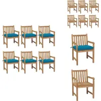 vidaXL Gartenstühle 6 Stk. mit Hellblauen Kissen Massivholz Teak - Gartenstühle
