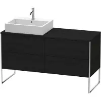 Duravit XSquare Konsolenwaschtischunterbau freistehend, 4 Auszüge, Becken links, 1400x778x548mm, XS4923L1616, Farbe: Eiche Schwarz Dekor