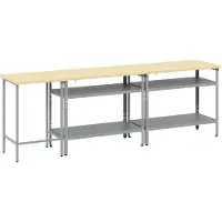 vidaXL Werkbank-Set 3 pcs Beige und Grau Pulverbeschichteter Stahl