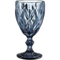Cheffinger 6 Teiliges Set aus Glas Weingläser Trinkgläser in Blau Wassergläser
