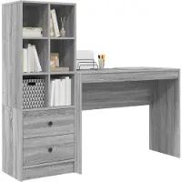 vidaXL Schreibtisch Graues Sonoma 145,5 x 40 x 127 cm 2 stk.