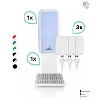 Blanc HYGIENIC SET: Desinfektionsspender SENSOR Blanc Cosmos versch. Farben + Tischständer weiß +3x 1-Liter Hautdesinfektion : Farbe - Weiß
