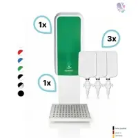 Blanc HYGIENIC SET: Desinfektionsspender SENSOR Blanc Cosmos versch. Farben + Tischständer weiß +3x 1-Liter Hautdesinfektion : Farbe - Grün / Weiß