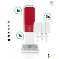Blanc HYGIENIC SET: Desinfektionsspender SENSOR Blanc Cosmos versch. Farben + Tischständer weiß +3x 1-Liter Hautdesinfektion