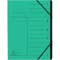 Exacompta 540703E 10x Ordnungsmappe mit Gummizug, innen schwarz, 7 Fächer - A4 - Grün