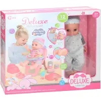 Lobbes Puppenset Deluxe Babypuppe Essenszeit 29 cm Spielzeug