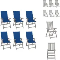 vidaXL Hochlehner Verstellbar 6 Stk. mit Auflagen Massivholz Akazie - Gartenstühle
