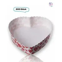 Blanc HYGIENIC Papier-Backformen Herz weiß-rot, 600 Stück, 135x135x35mm, 420ml, Backofen geeignet, aluminiumfrei