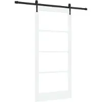 vidaXL Schiebetür Weiß 93 x 202 cm Massivholz Kiefer und Glas