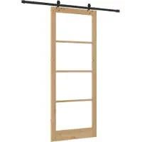 vidaXL Schiebetür ORKDAL Natürlich und Schwarz 93 x 232 cm