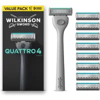 Wilkinson Sword Quattro 4 Skin Protection Rasierer + 8 Ersatzklingen