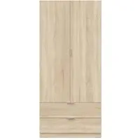 CALICOSY Zweigeteiliger Kleiderschrank, Schlafzimmer Braun Eiche 52x180h cm
