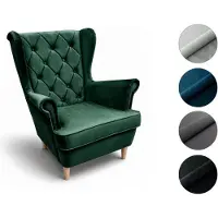 Ares Skandinavischer Ohrensessel – Moderner Relaxsessel mit hoher Rückenlehne – Grün - Gepolsterter Loungesessel für Wohnzimmer – Elegantes Design