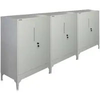 Proregal Mega Deal 3x Aktenschrank ELEPHANT abschließbar aus Metall mit Beinen & 80 cm breit 2 Ebenen Lichtgrau Mehrzweckschrank 90x80x40cm