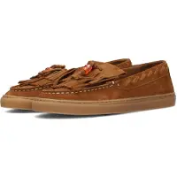 PS Poelman Damen Wildleder Loafer SILK mit Fransen und bunten Perlen im Boho-Look