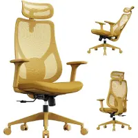 Sense7 Moyo Ergonomischer Bürostuhl Schreibtischstuhl Gelb 3D-Armlehnen Netzrücken Lendenwirbelstütze Chefsessel Homeoffice PC Stuhl 150 kg