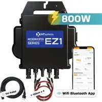 SUNNIVA AP Systems Mikro-Wechselrichter 800 W EZ1-M-EU für Balkonkraftwerk, IP67 wetterfest, Plug&Play Installation, 2 MPPT, Bluetooth & WIFI, inkl.5m Anschlusskabel & 4x1m Solar-Verlängerungen Micro Inverter