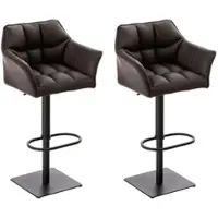 DELUKE 2er Set Barhocker SIHAR Kunstleder Braun 64x45x88cm Schwarz Barstuhl Höhenverstellbar Mit Lehne Drehbar Tresenhocker Tresenstuhl