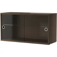 String - Vitrinenschrank mit Schiebetüren in Glas 78 x 30 cm, Eiche dunkel
