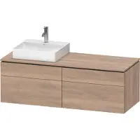 Duravit L-Cube Konsolenwaschtischunterbau wandhängend, inklusive Konsolenplatte, 4 Auszüge, Becken links, 1420x482x550mm, LC4870L55550000, Farbe: Eiche Marmoriert Dekor