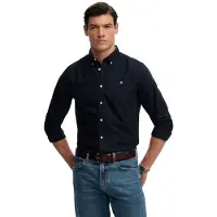 Superdry für Herren. M4011100A Preppy Oxford Hemd Marineblau (L), Lässig, Baumwolle, Klassisch, Langarm
