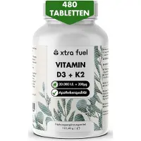 XTRA FUEL Vitamin D3 + K2 Tabletten - 20.000 I.e. 200mcg MK7 all-trans 230 g