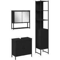 vidaXL Badezimmermöbel-Set 3 Stk. Schwarz Holzwerkstoff