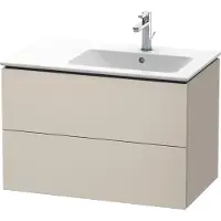 Duravit L-Cube Waschtischunterbau wandhängend, 2 Schubkästen, Becken rechts, 820x550x481mm, LC629208383, Farbe: Taupe Supermatt Dekor