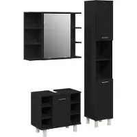 vidaXL Badezimmermöbel-Set 3 stk. Schwarz 30 x 30 x 179,5 cm