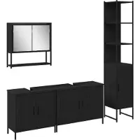 vidaXL Badezimmermöbel-Set 4 stk. Schwarz 33 x 33 x 185,5 cm