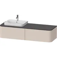 Duravit Happy D.2 Plus Konsolenwaschtischunterbau wandhängend, 1600x550 mm, 2 Auszüge, für Aufsatzbecken Position links, HP4944L8383, Farbe: Taupe Supermatt Dekor