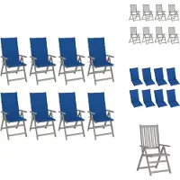 vidaXL Verstellbare Gartenstühle mit Auflagen 8 Stk. Grau Akazienholz - Gartenstühle