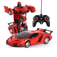 Leantoys Auto-Roboter-Transformator + Fernbedienung Deformiertes Auto 2in1 Multifunktionsfarbe Rot
