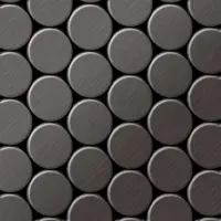 ALLOY Mosaik Fliese Massiv Metall Titan Gebürstet Dunkelgrau 1,6mm Stark Dome-ti-sb 1 Paket mit 10 Matten 0,73 m2 Grau
