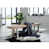 MASSIVMOEBEL24.DE Baumbank Akazie 175x38x45 Natural Stone lackiert FREEFORM #133