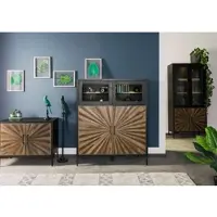 MASSIVMOEBEL24.DE Highboard Sheesham 120x45x145 schwarz lackiert SUN #103