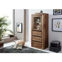 MASSIVMOEBEL24.DE Vitrine Wild-/Zerreiche 62x42x150 Tabacco brown geölt MONTREUX #322