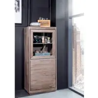 MASSIVMOEBEL24.DE Vitrine Sheesham 63x40x147 smoked oak lackiert SYDNEY #205