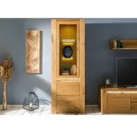 MASSIVMOEBEL24.DE Vitrine Wildeiche 73x40x205 natur geölt KENT #101